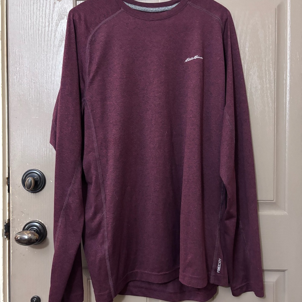 Eddie Bauer Men's Burgundy Long Sleeve Tee
